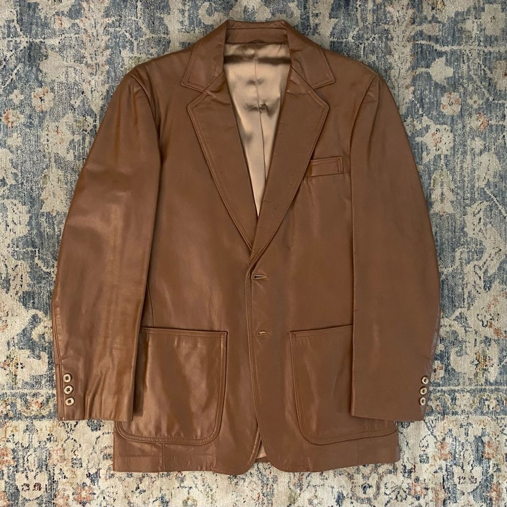 Vintage 80’s mens Cresco whiskey tan leather jacket sport coat 39